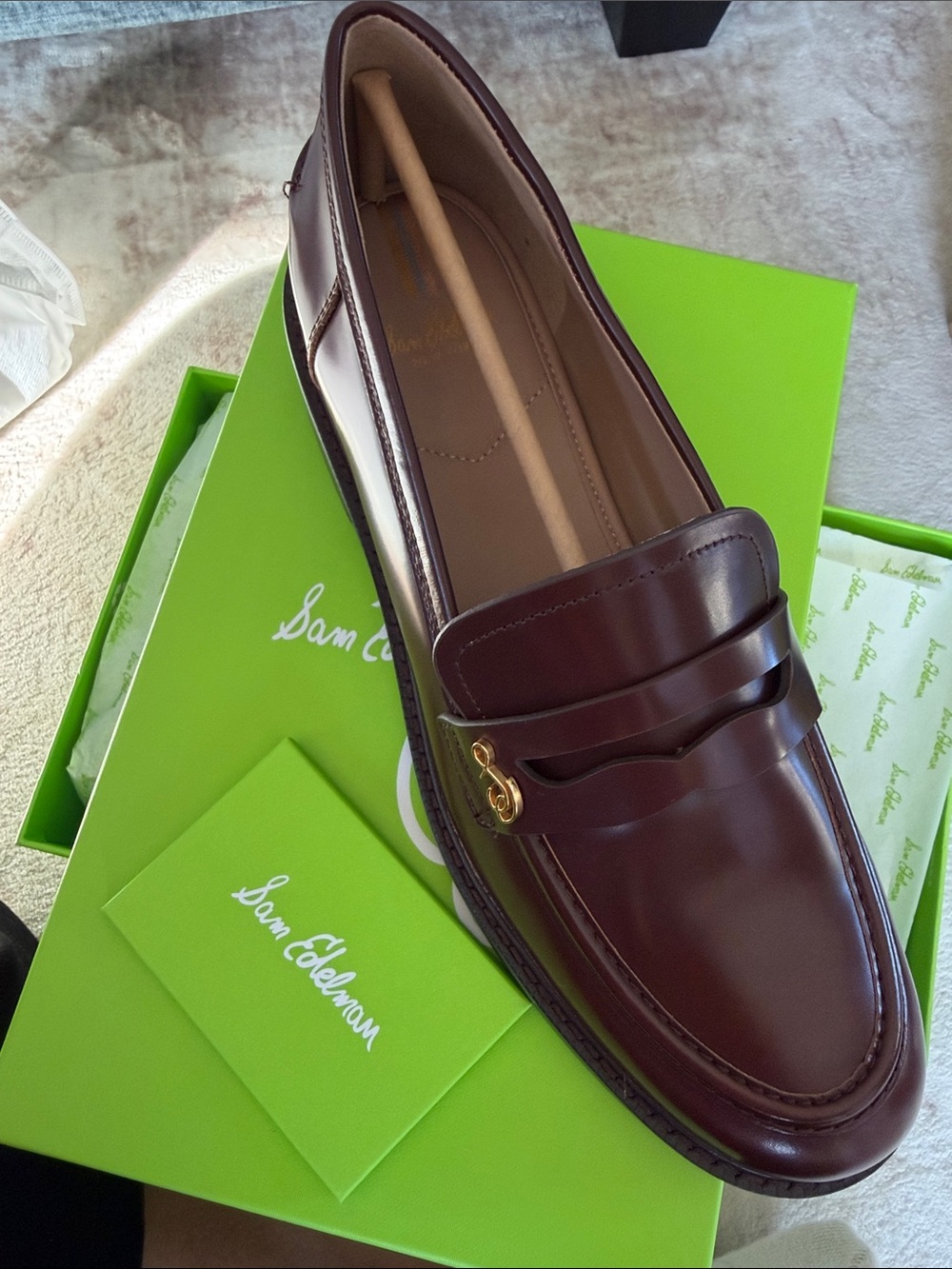 Sam Edelman Leather Penny Loafer with Gold Accent